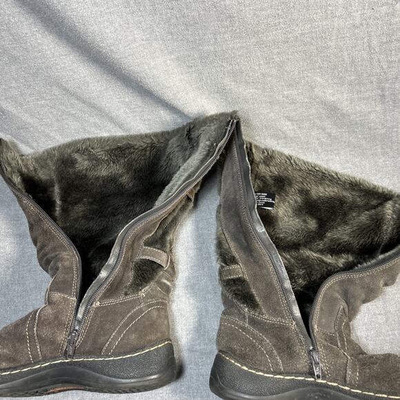 Baretraps Suede Leather Winter Boots Women 8.5M Brown Faux Fur 024-8955 - Picture 8 of 9